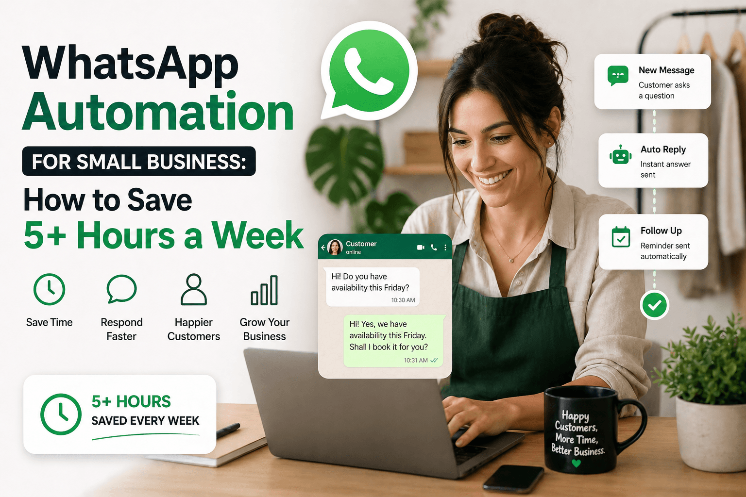 WhatsApp Automation for Small Business: How to Save 5+ Hours a Week
